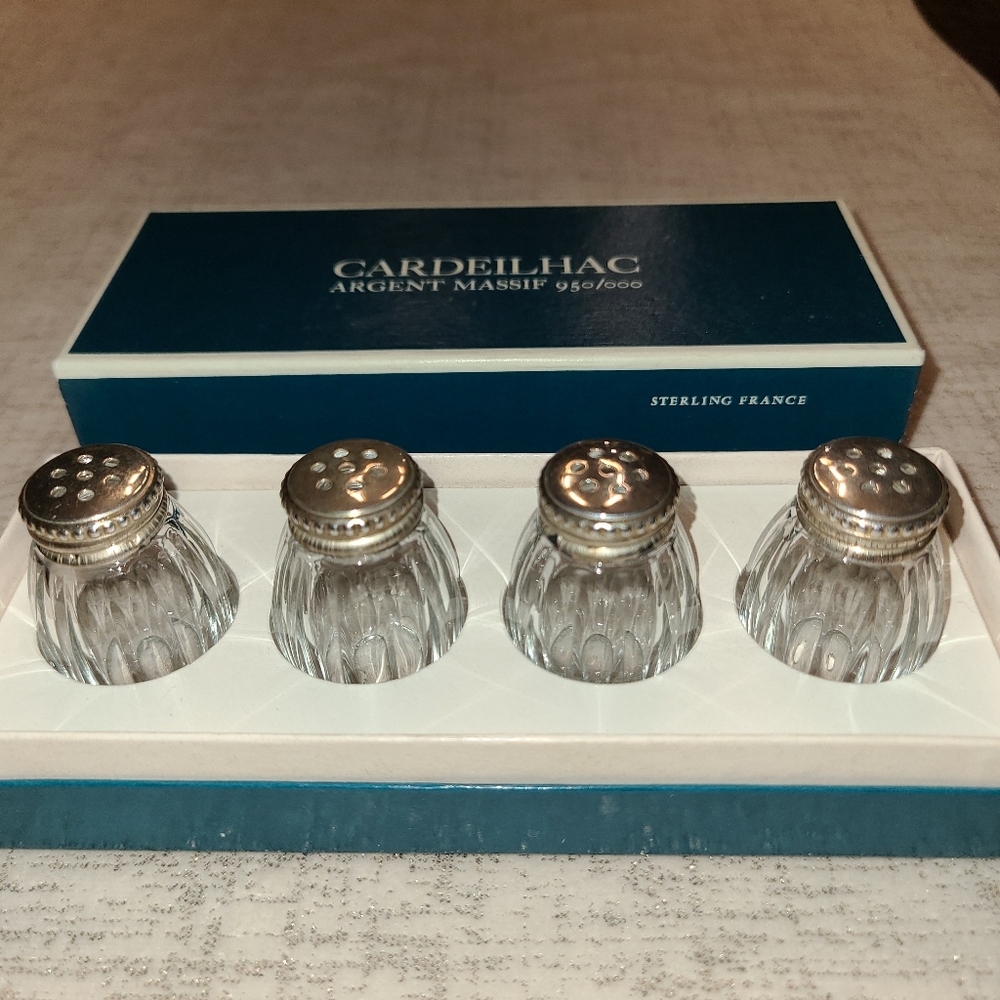Christofle Cardeilhac 4pc. Mini 950/000 Sterling Salt & Pepper Set